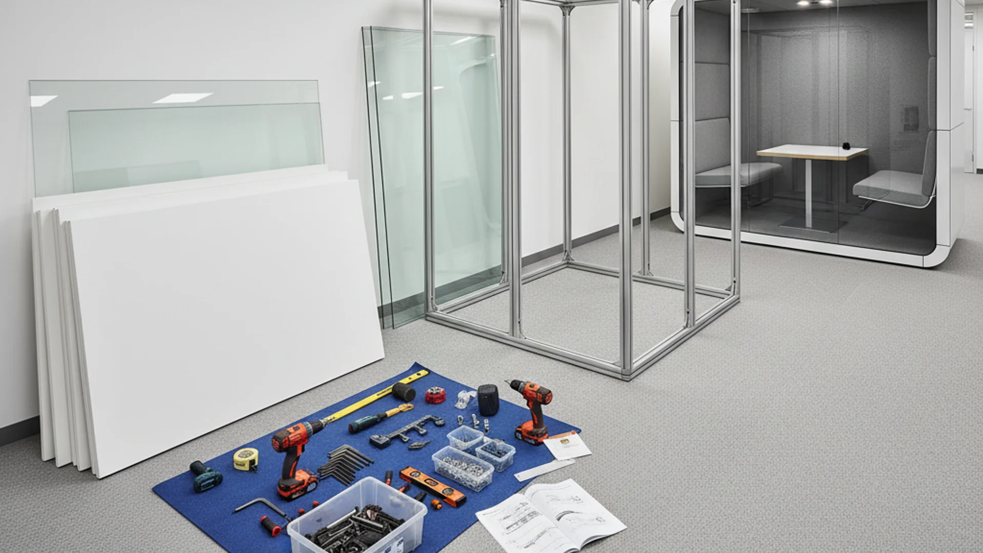 Як встановити офісну кабіну: вимоги до приміщення, підлоги та електрики